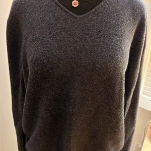 Eddie Bauer Charcoal Wool V-Neck Sweater